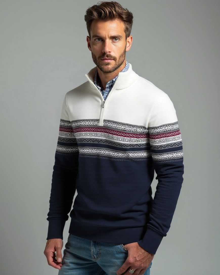 Antony | Patterned Half-Zip Jumper