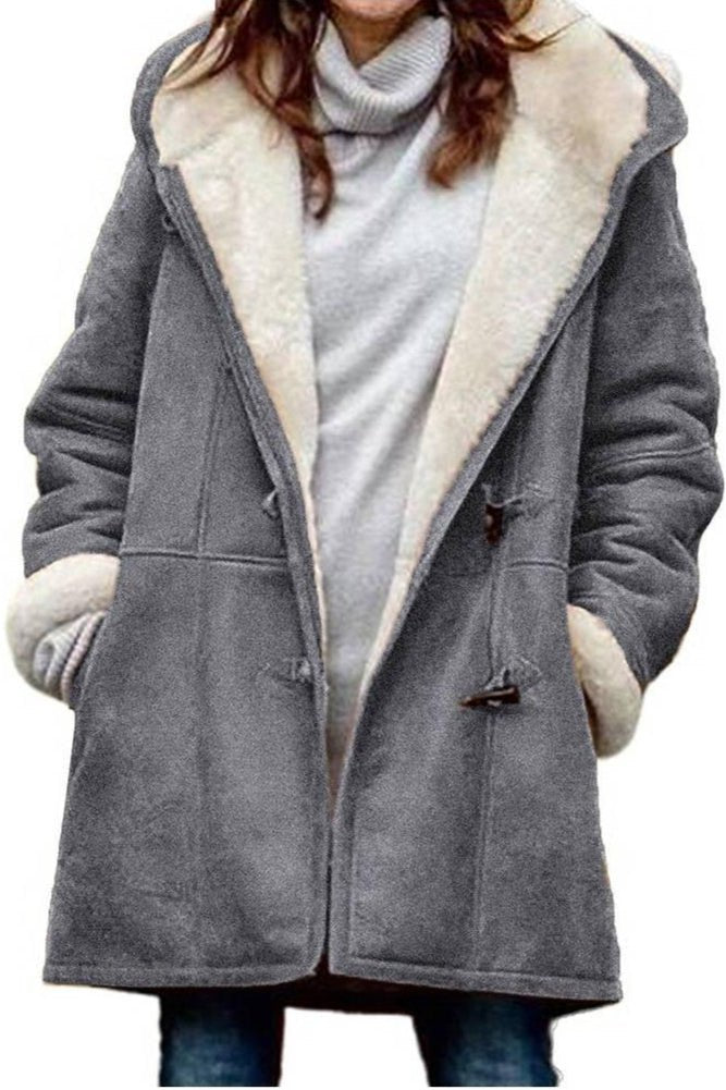 Antonia | Black Faux-Shearling Hooded Jacket