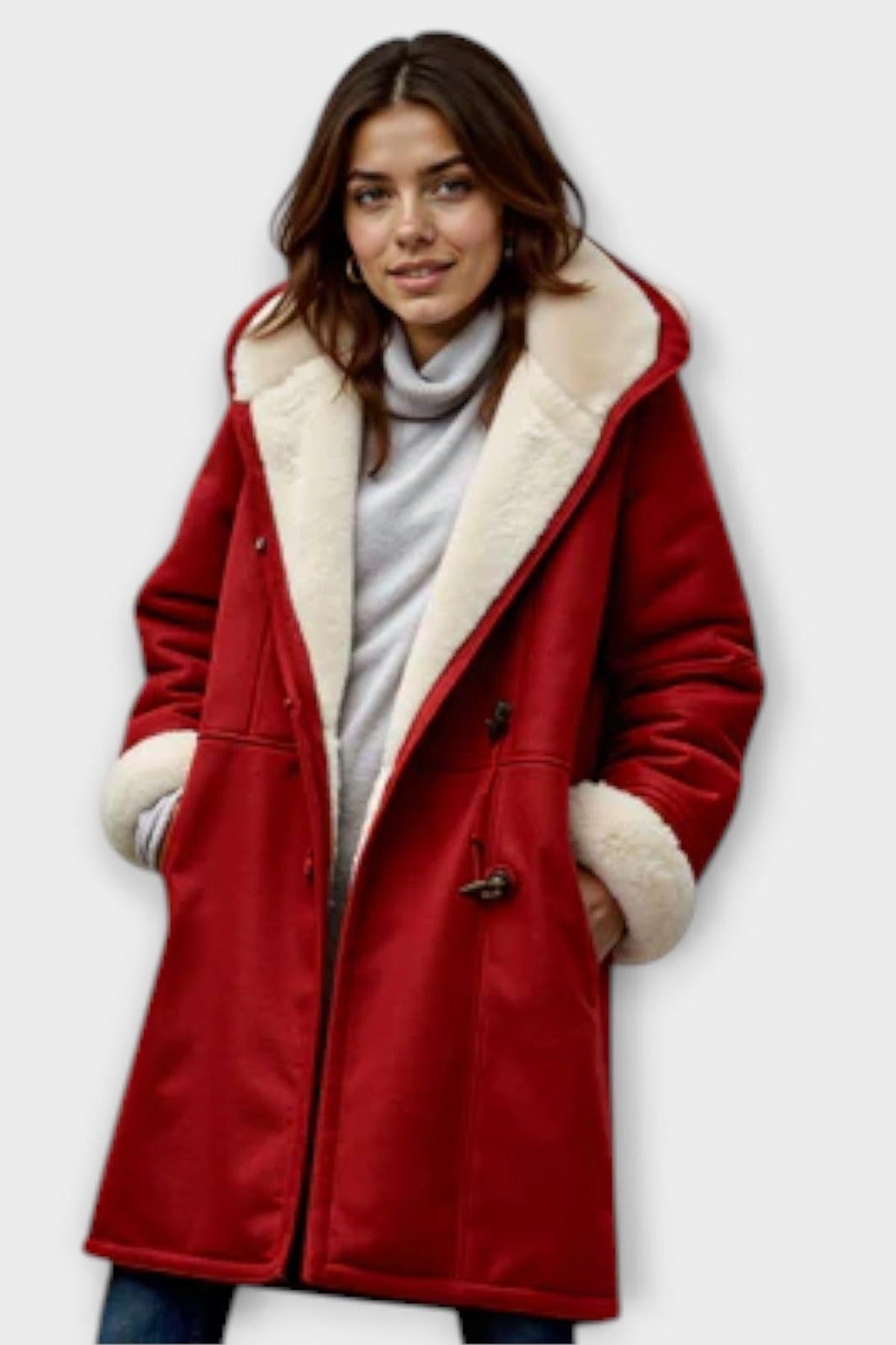 Antonia | Black Faux-Shearling Hooded Jacket