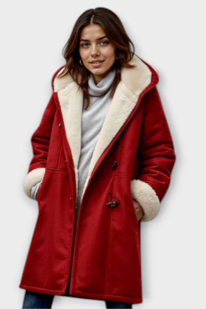 Antonia | Black Faux-Shearling Hooded Jacket