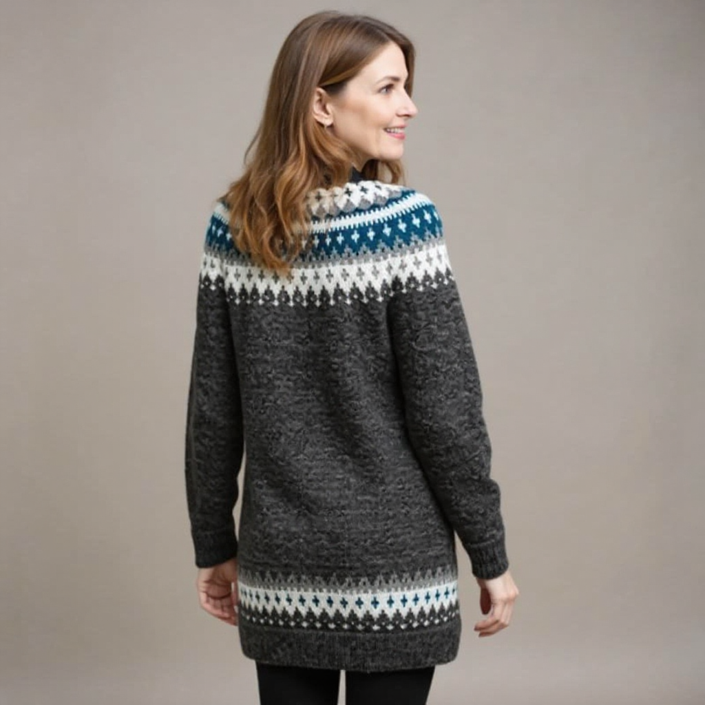 April | Charcoal & Blue Fair Isle Tunic Jumper