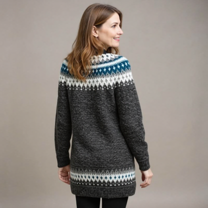 April | Charcoal & Blue Fair Isle Tunic Jumper