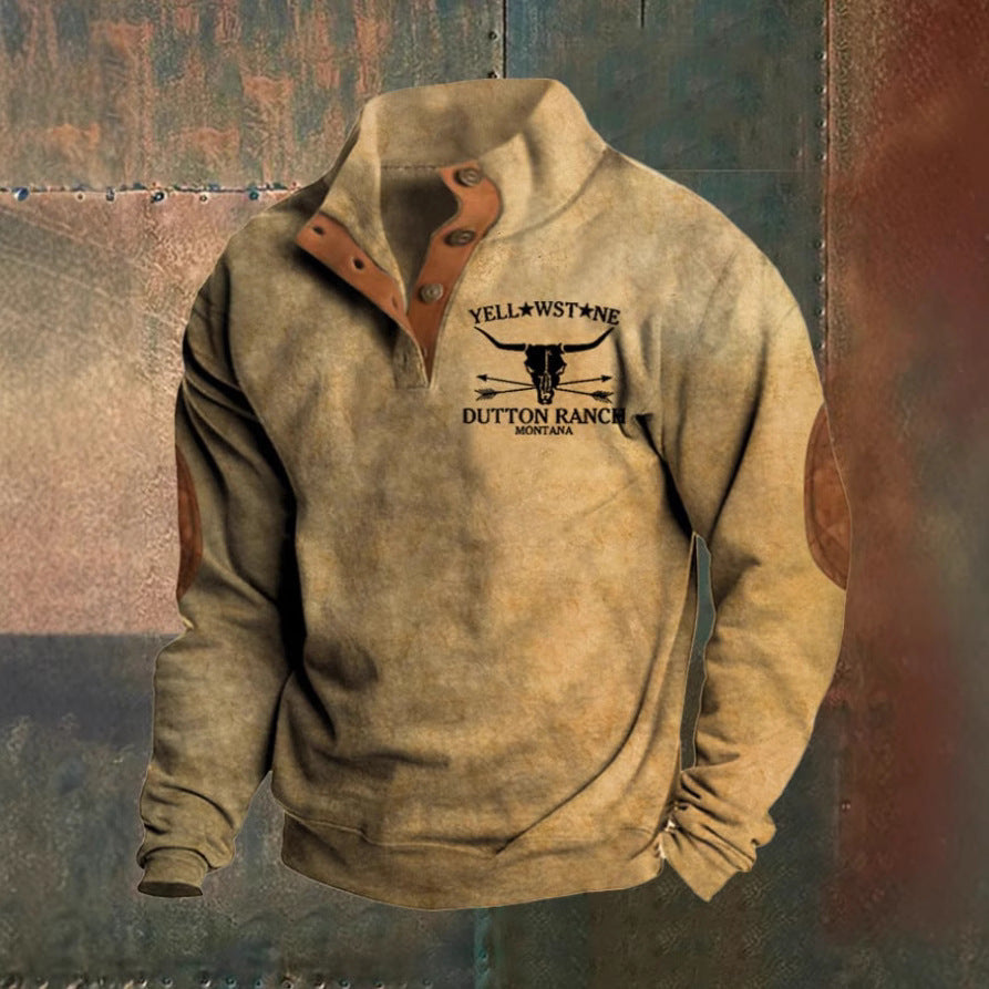 Arthur | Tan Ranch-Style Half-Zip Sweatshirt