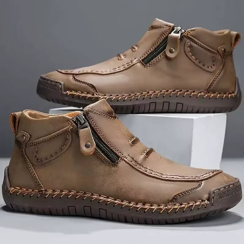 Ashton | Brown Zip-Up Casual Shoes