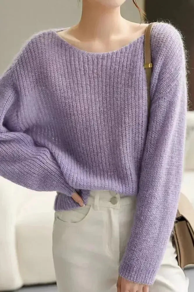 Esther | Ivory Wide-Neck Jumper