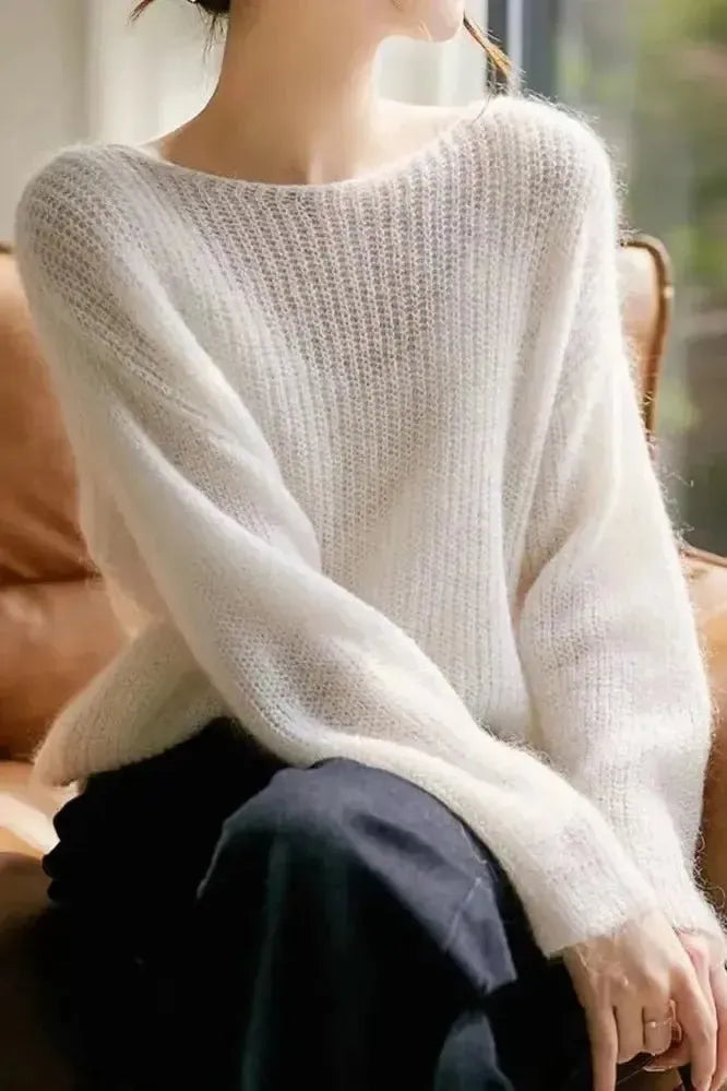 Esther | Ivory Wide-Neck Jumper
