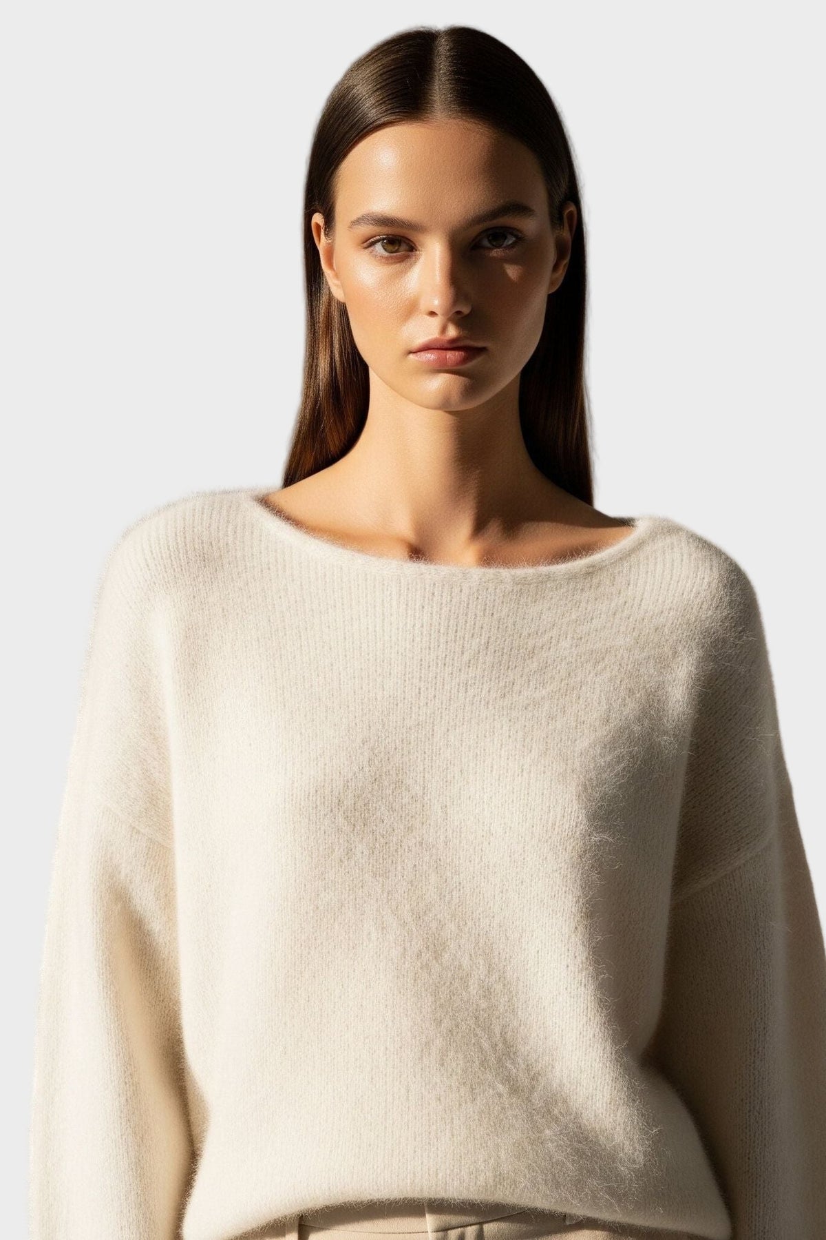 Esther | Ivory Wide-Neck Jumper