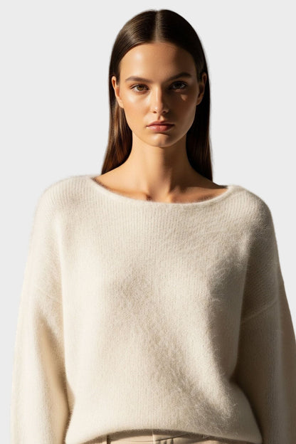 Esther | Ivory Wide-Neck Jumper
