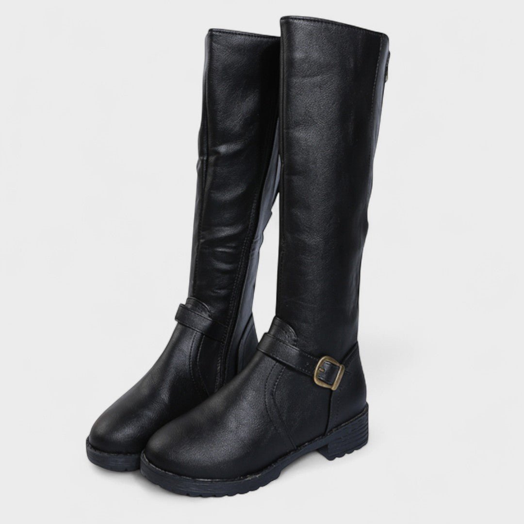 Esther | Tan Buckle Knee-High Boots