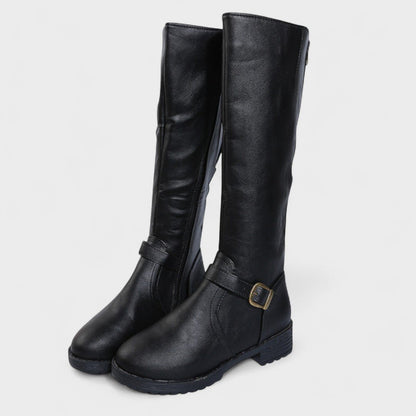 Esther | Tan Buckle Knee-High Boots
