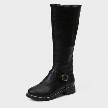 Esther | Tan Buckle Knee-High Boots