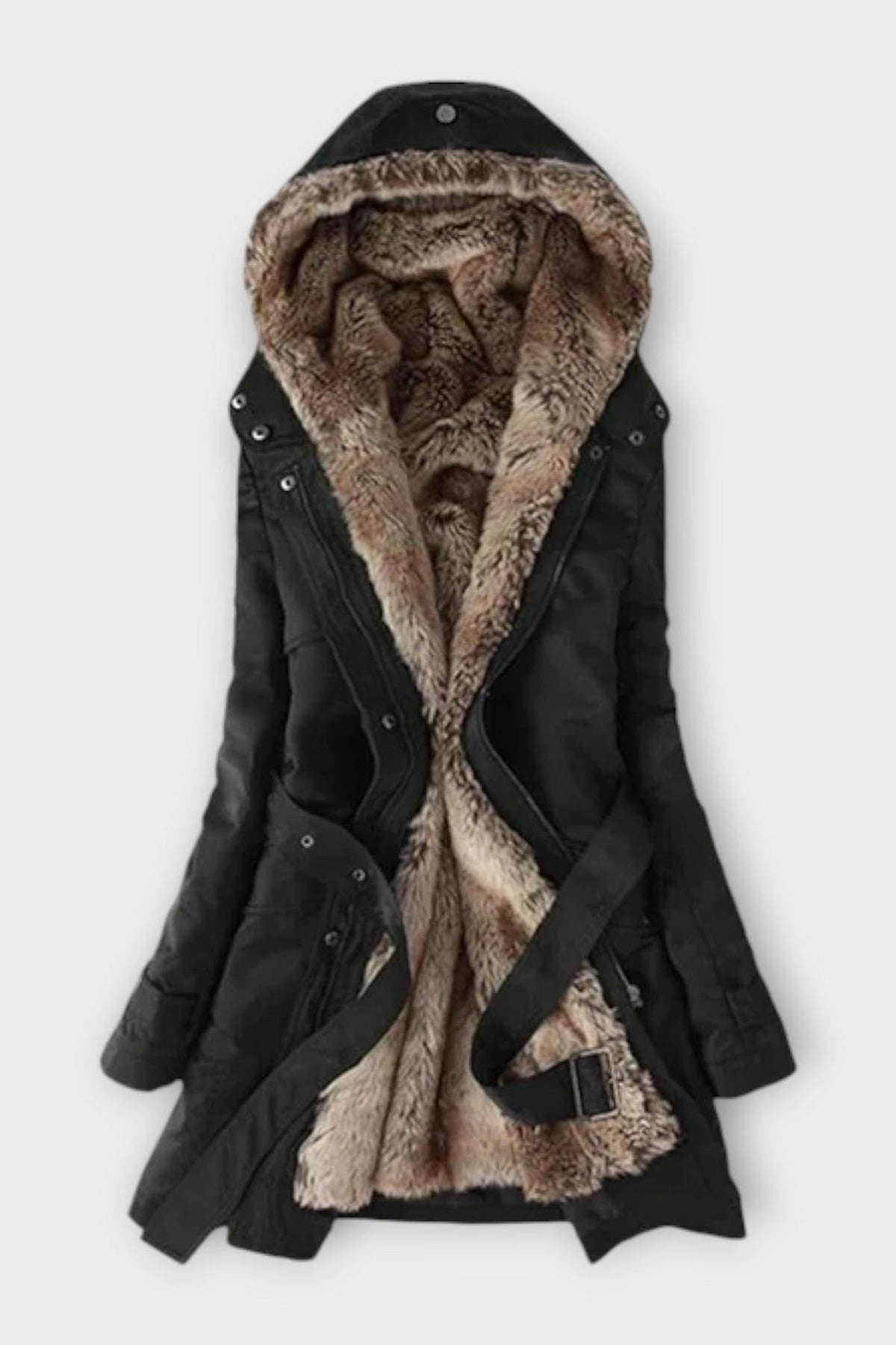 Alexandra | Black Faux-Fur Lined Winter Coat