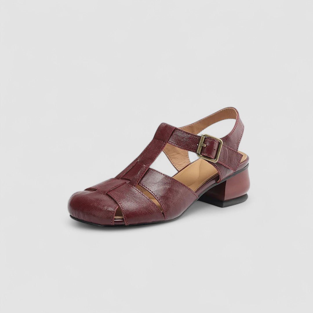 Alexandra | Burgundy Cut-Out Mary Jane Shoes