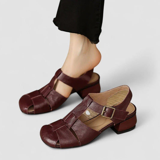 Alexandra | Burgundy Cut-Out Mary Jane Shoes