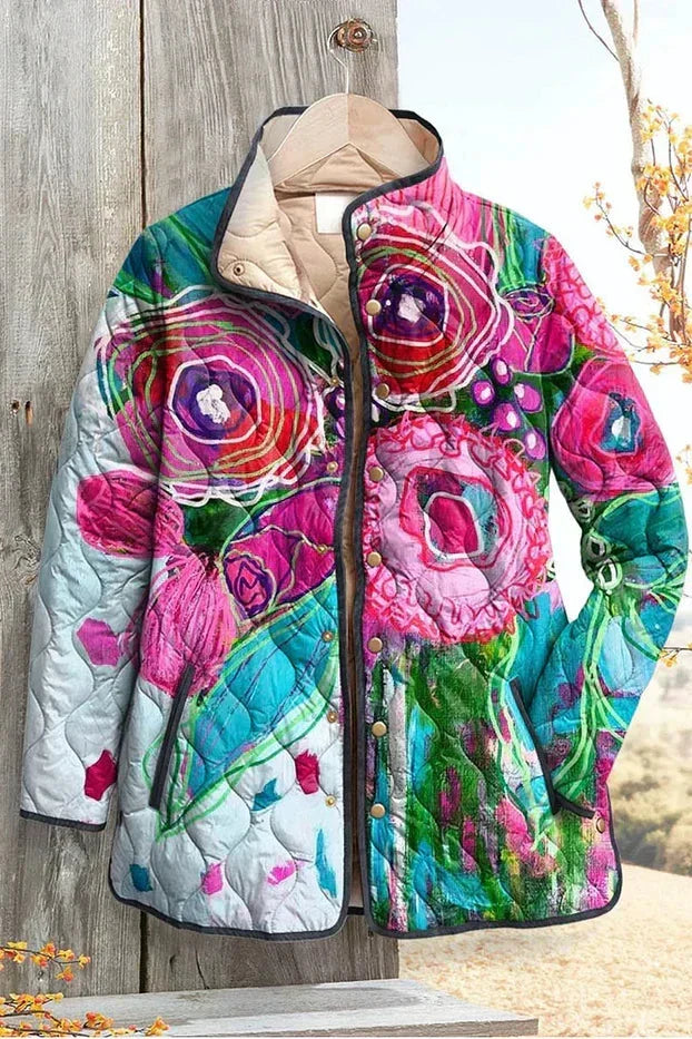 Alexandra | Abstract Floral Quilted Jacket