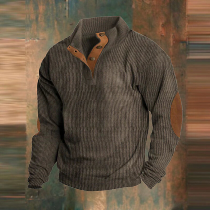 Austin | Olive Ribbed Half-Zip Jumper