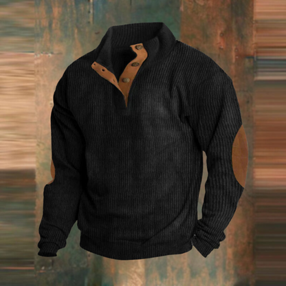 Austin | Olive Ribbed Half-Zip Jumper