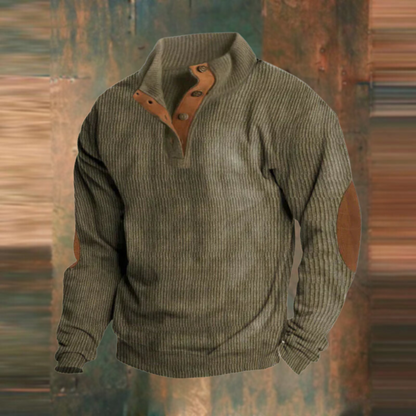 Austin | Olive Ribbed Half-Zip Jumper