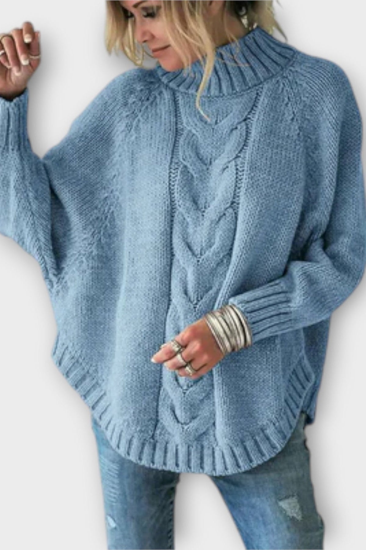Augusta | Blue Cable-Knit Jumper