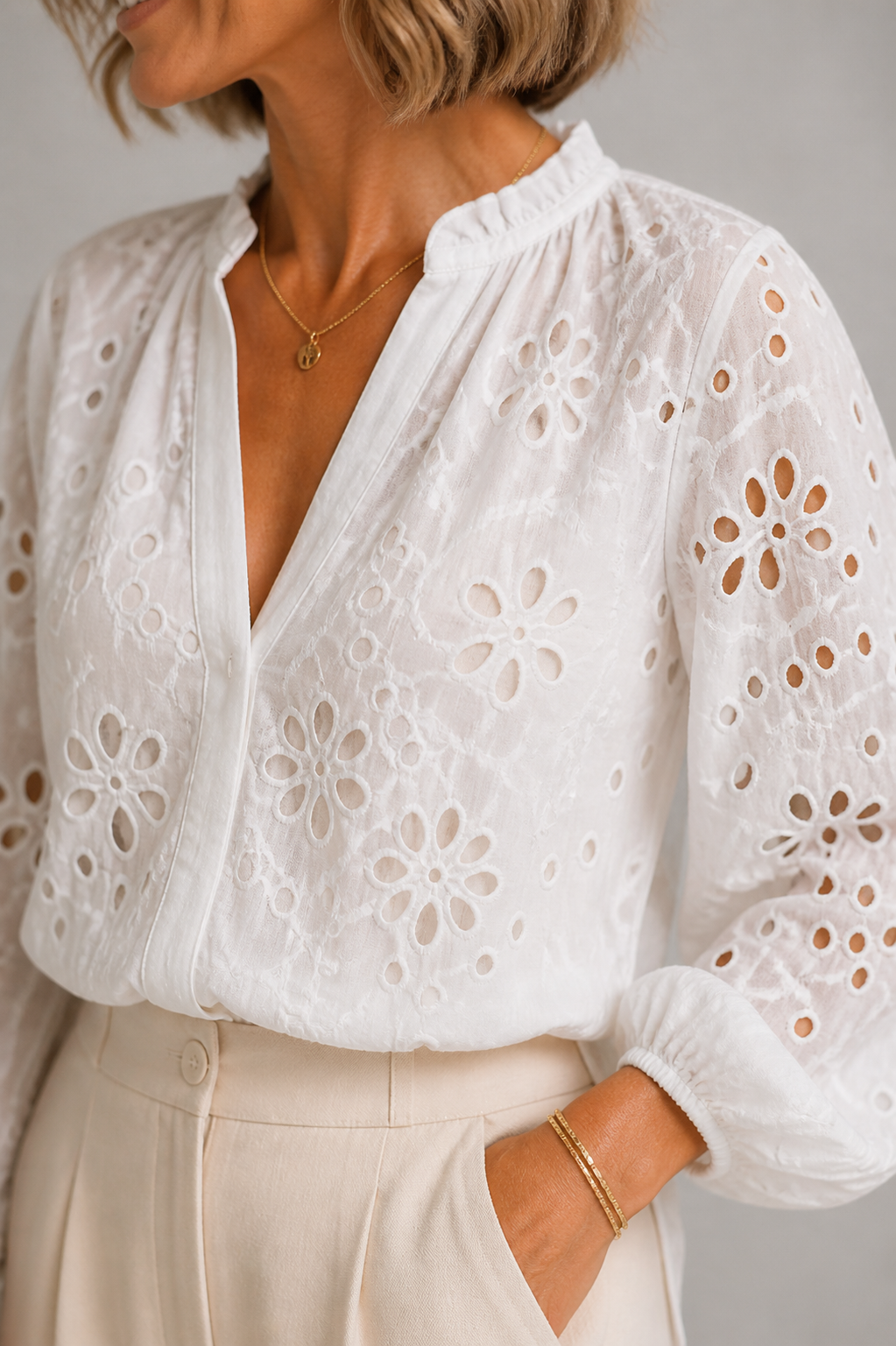 Frances | White Broderie Blouse