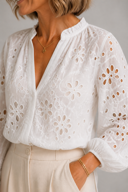 Frances | White Broderie Blouse