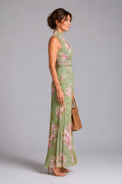 Gail | Sage Floral Halterneck Jumpsuit