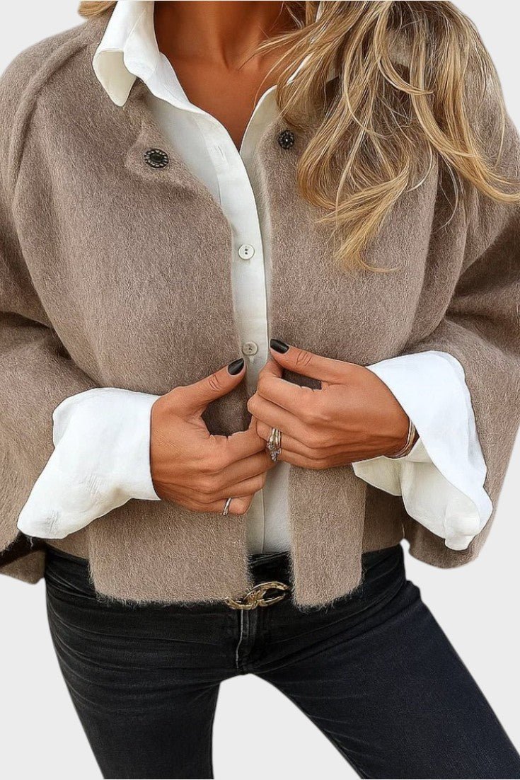 Beatrice | Taupe Crew-Neck Cardigan