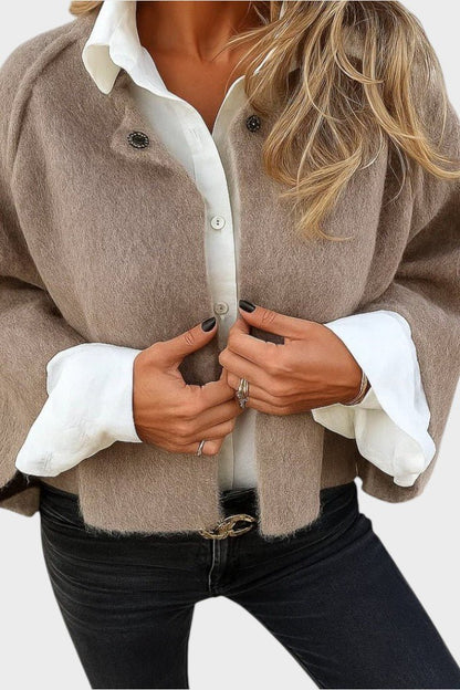 Beatrice | Taupe Crew-Neck Cardigan