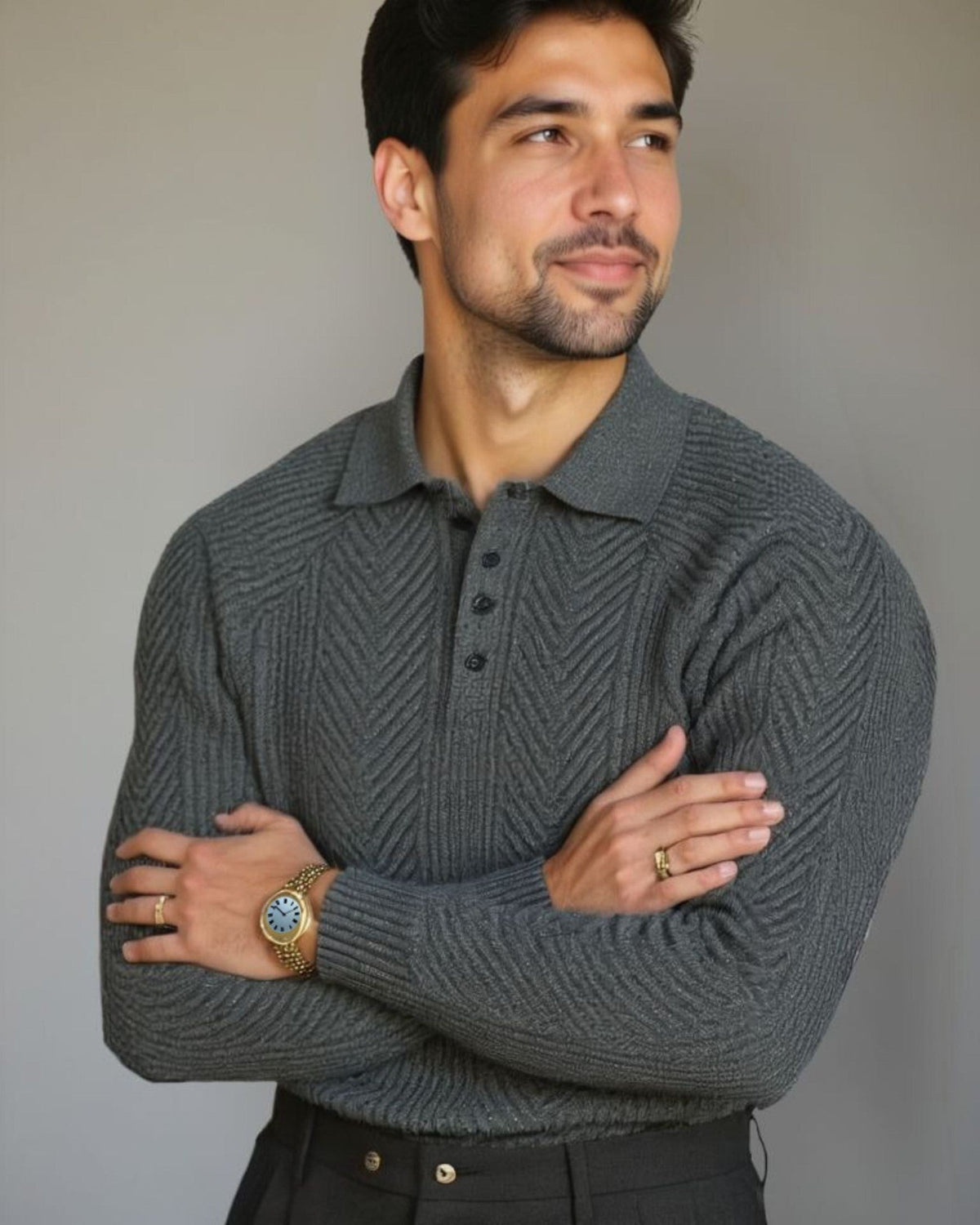 Benjamin | Cream Textured Knit Polo