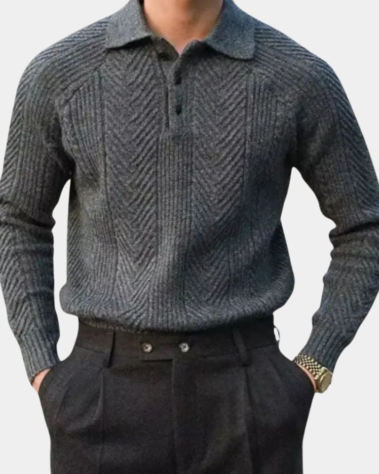 Benjamin | Cream Textured Knit Polo