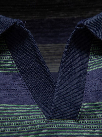 Benjamin | Grey Striped Polo Shirt