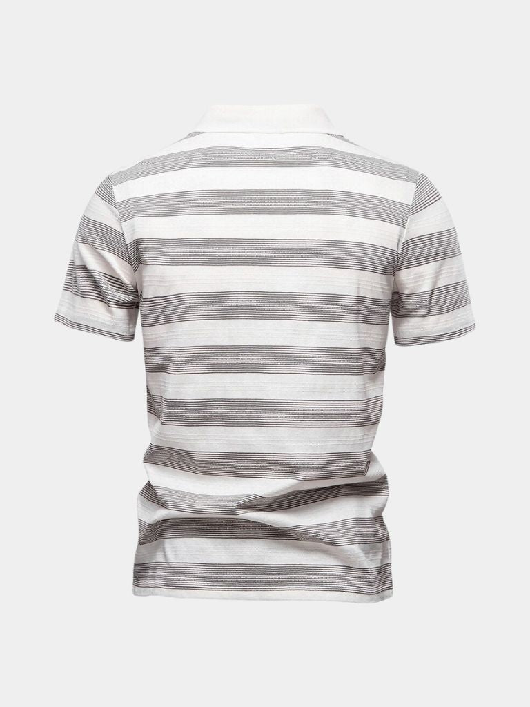 Benjamin | Grey Striped Polo Shirt