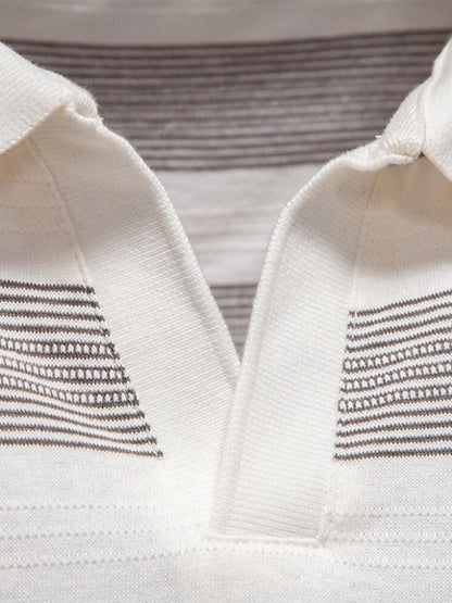 Benjamin | Grey Striped Polo Shirt