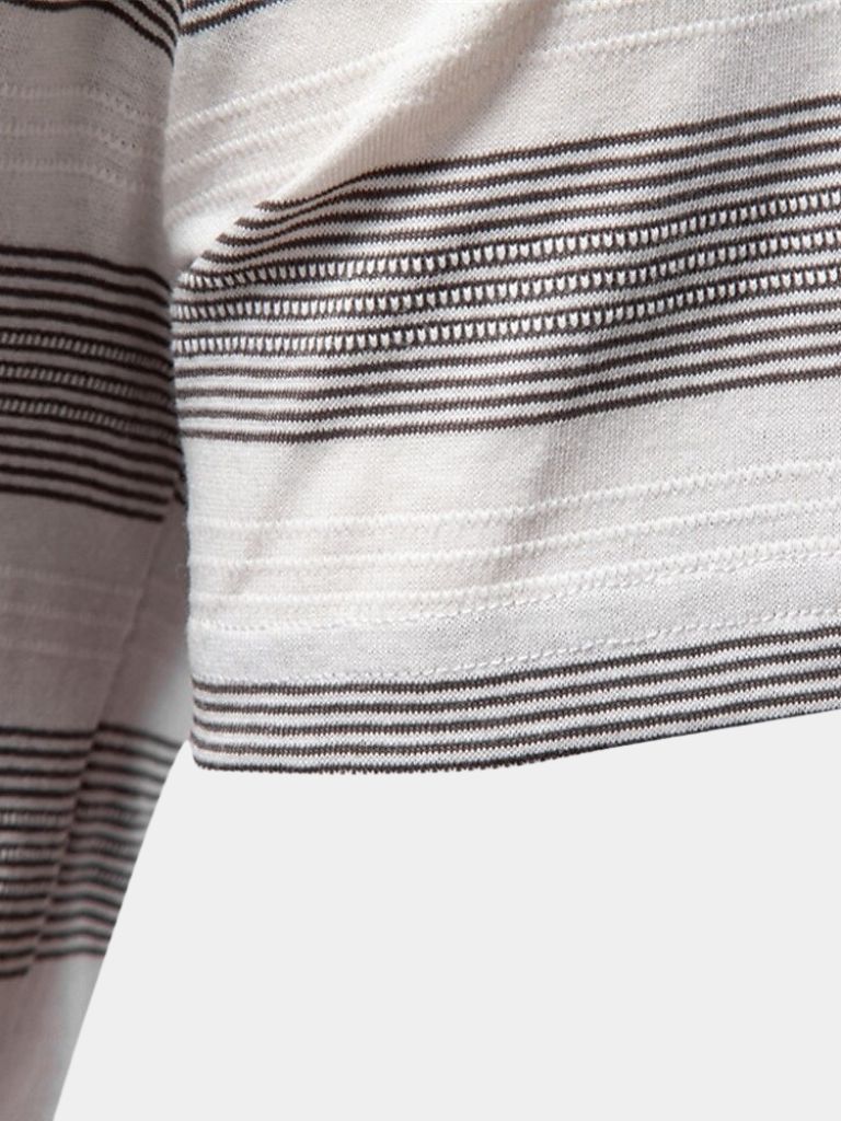 Benjamin | Grey Striped Polo Shirt