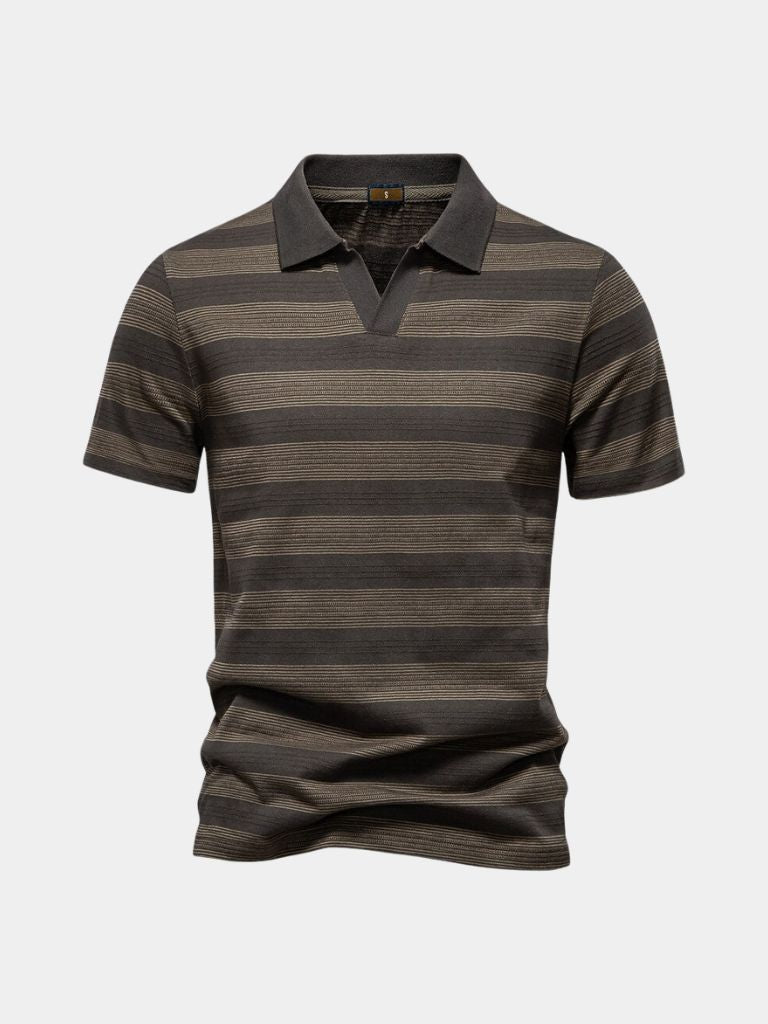Benjamin | Grey Striped Polo Shirt