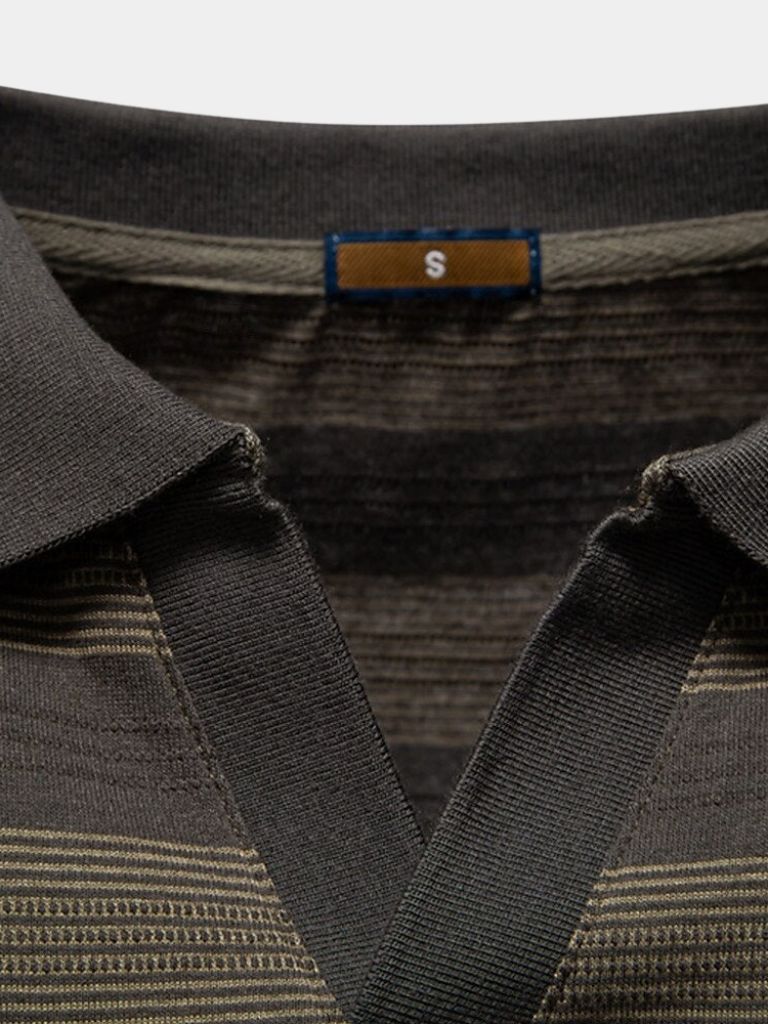Benjamin | Grey Striped Polo Shirt