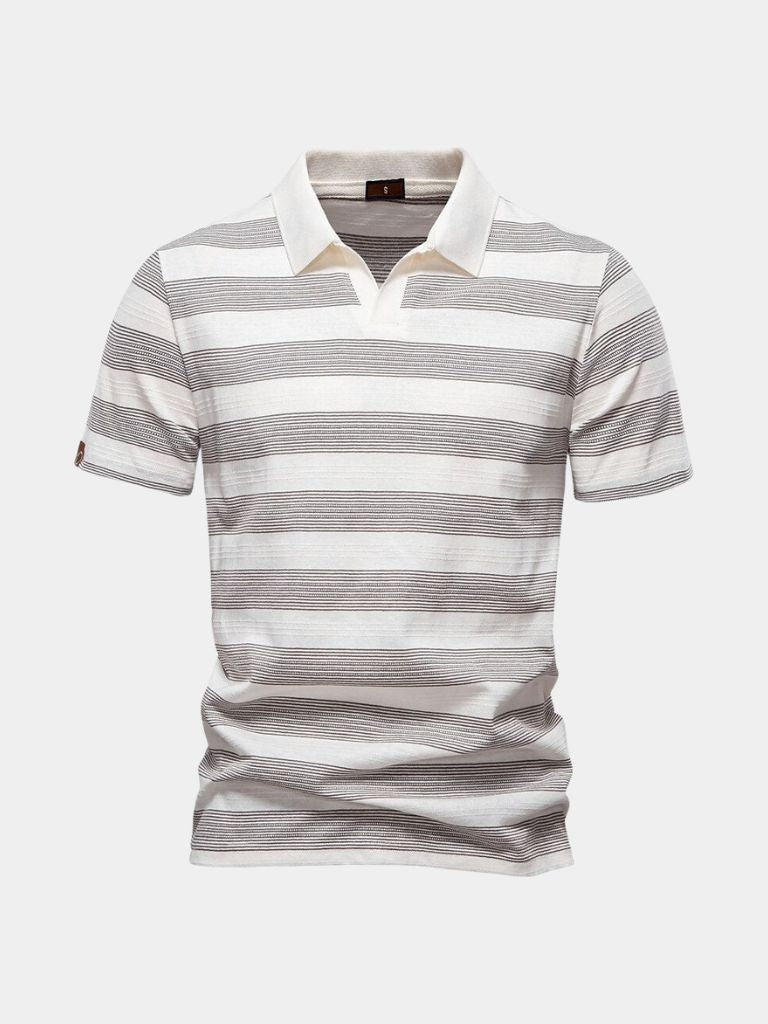 Benjamin | Grey Striped Polo Shirt