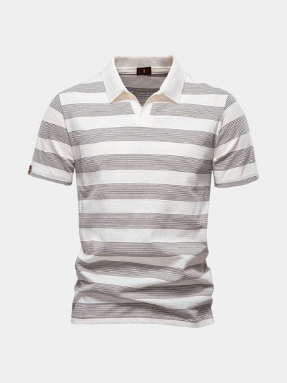 Benjamin | Grey Striped Polo Shirt