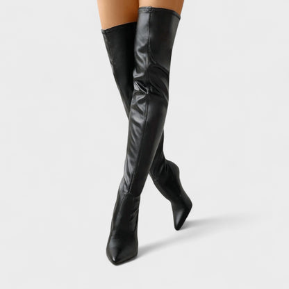 Bonnie | Black Over-the-Knee Heeled Boots