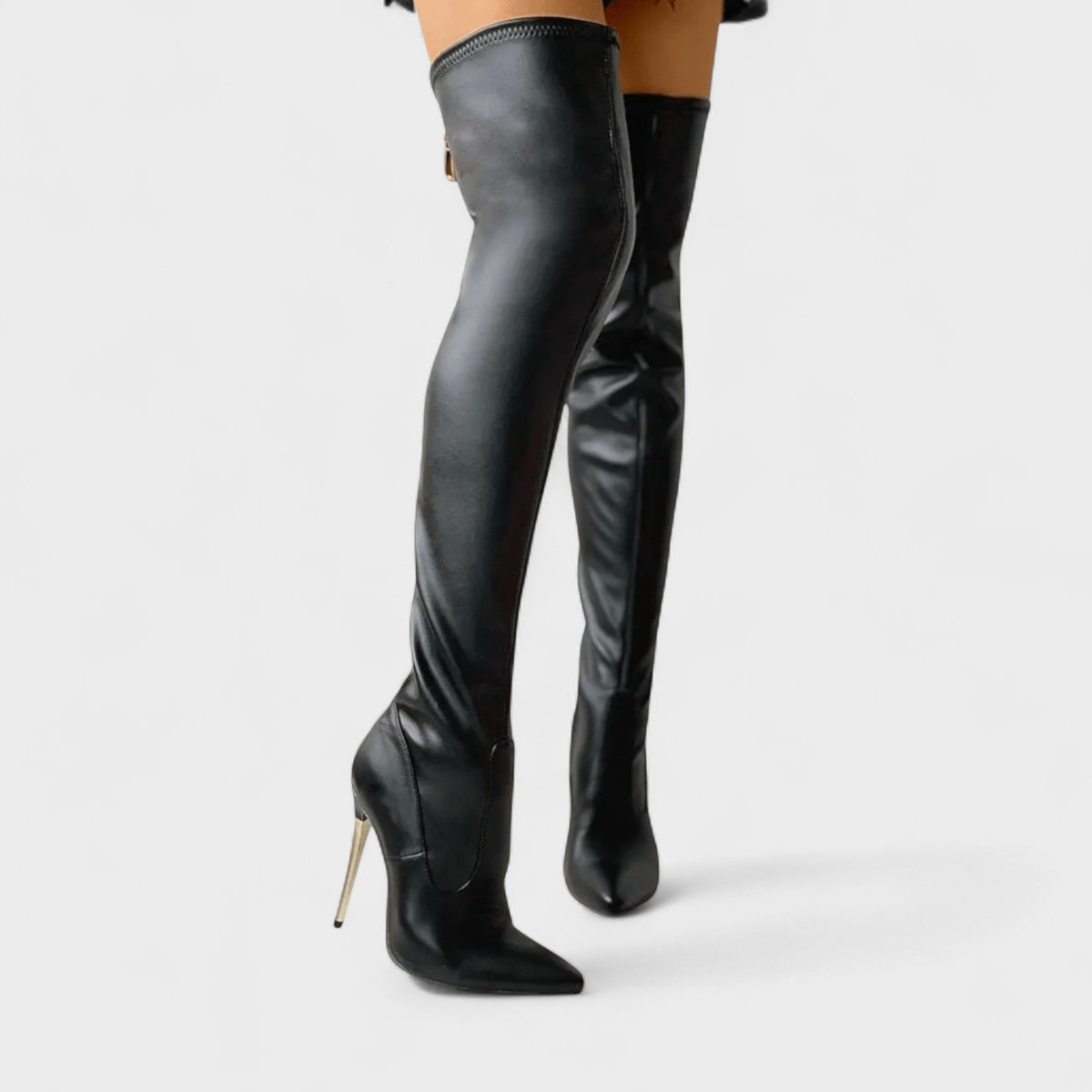 Bonnie | Black Over-the-Knee Heeled Boots
