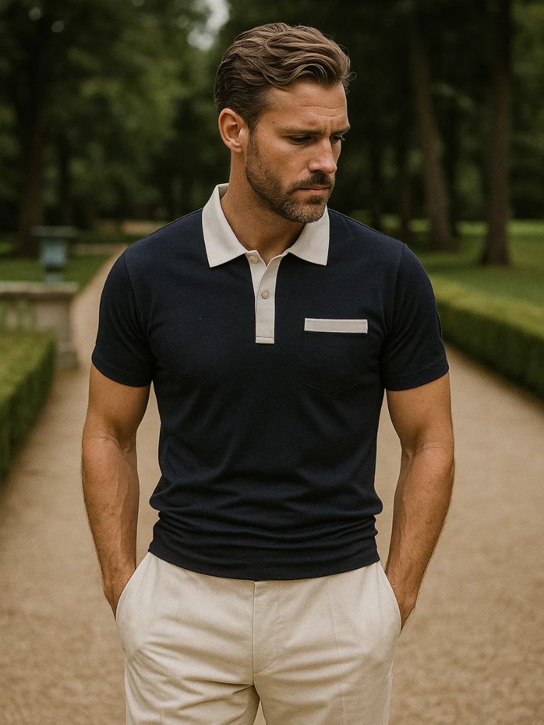 Bruce | Contrast-Collar Polo Shirt