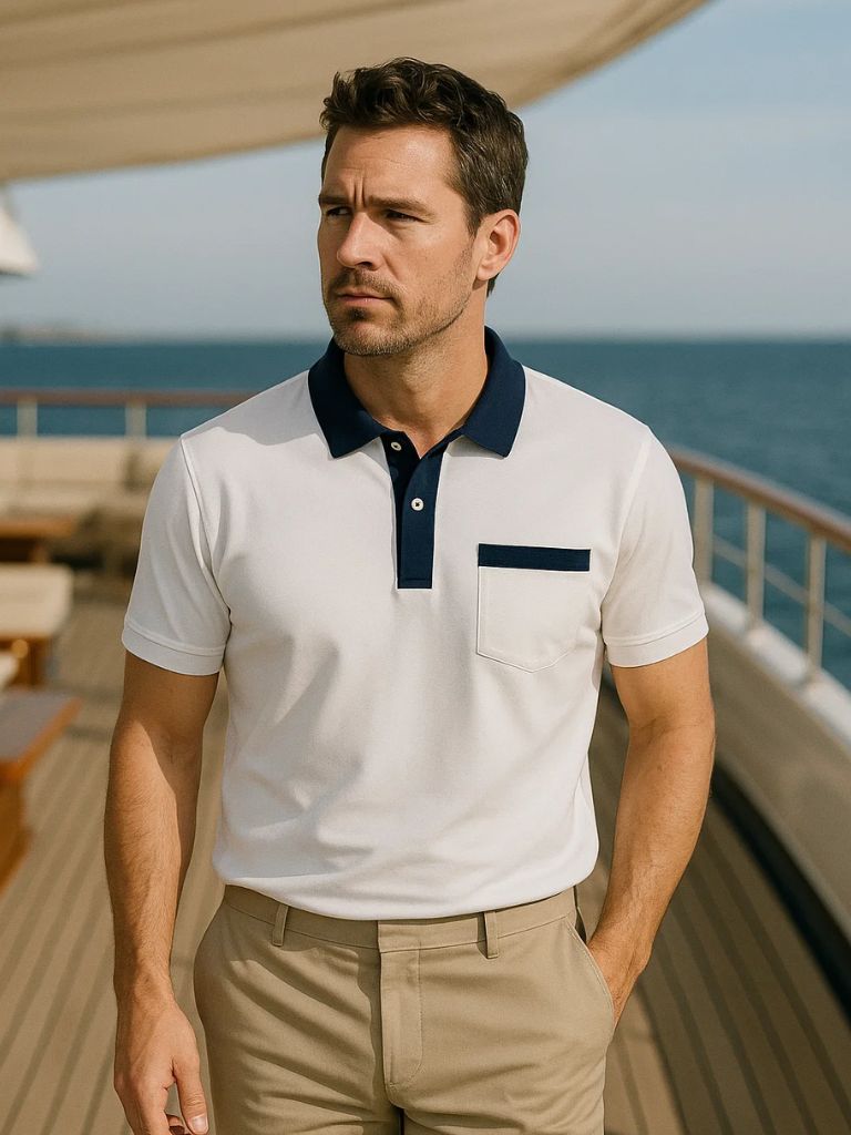 Bruce | Contrast-Collar Polo Shirt