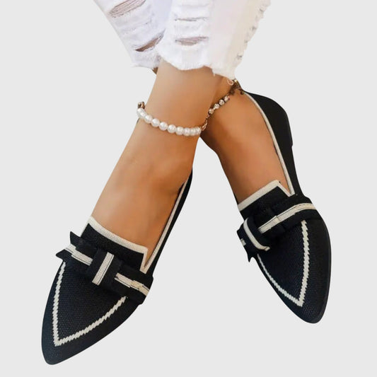Betty | Black Pointed Buckle Loafers