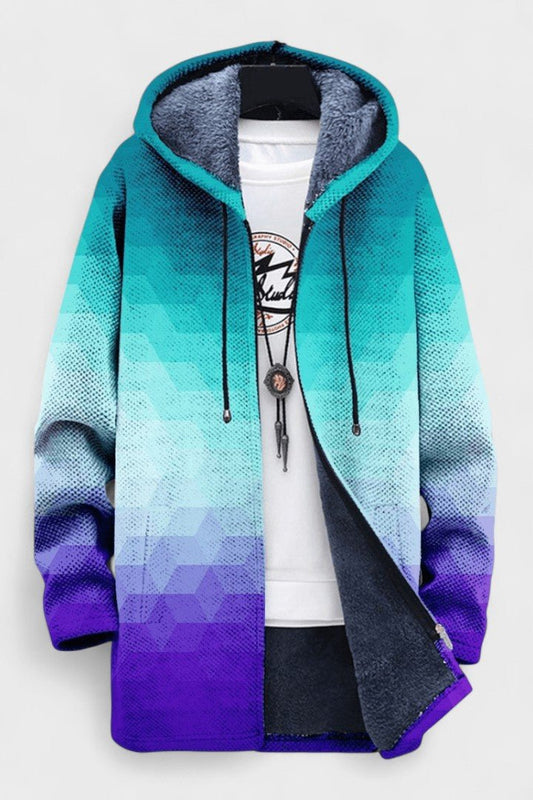 Blanche | Ombre Geometric Hooded Zip Jacket