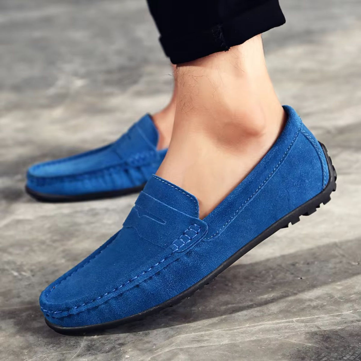 Graham | Soft Blue Suede Loafers