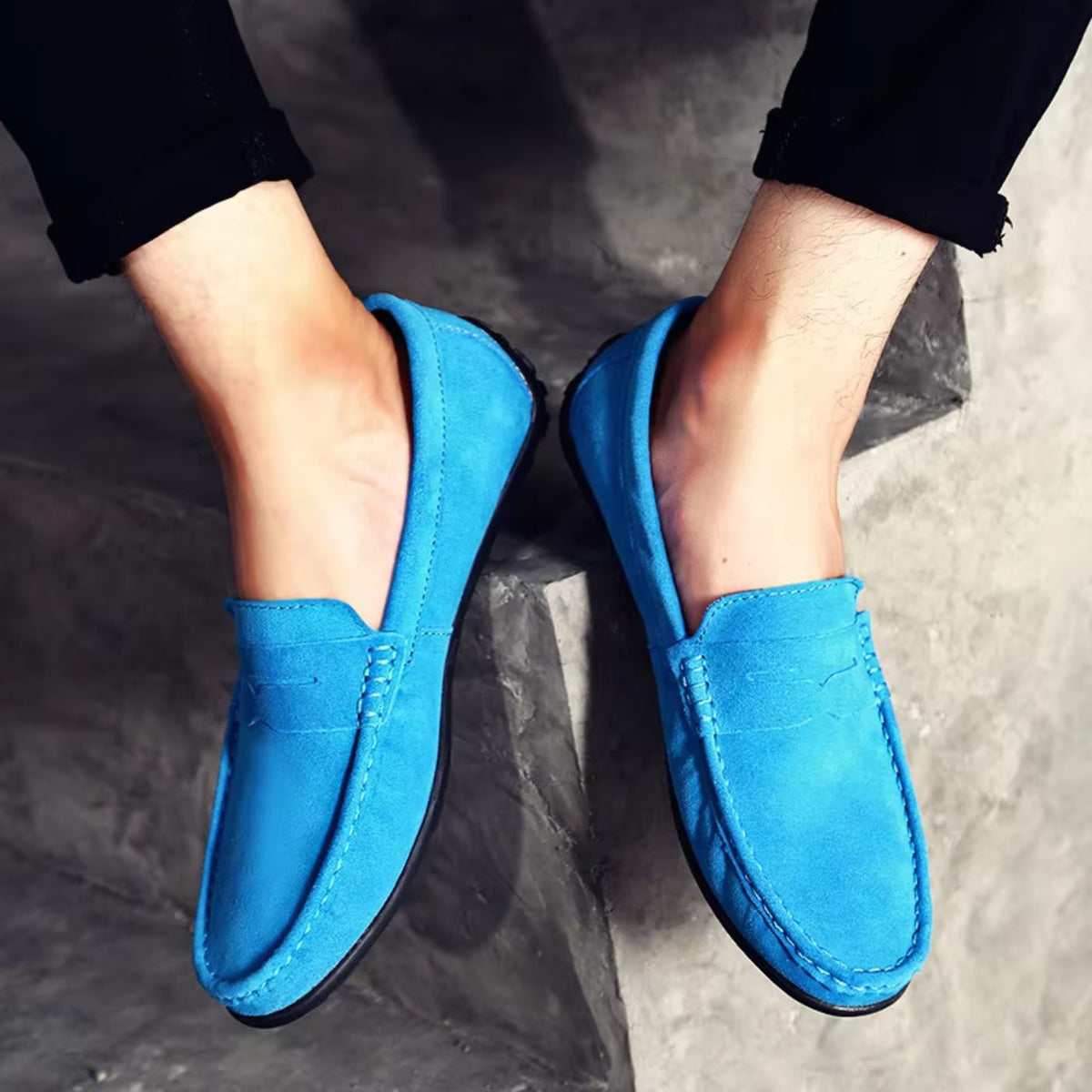 Graham | Soft Blue Suede Loafers