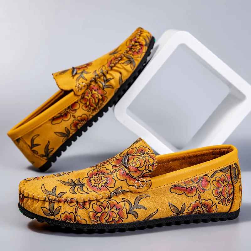 Nigel | Floral Embossed Leather Loafers