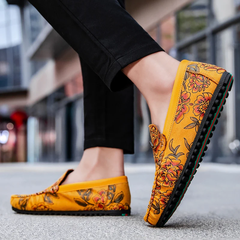 Nigel | Floral Embossed Leather Loafers