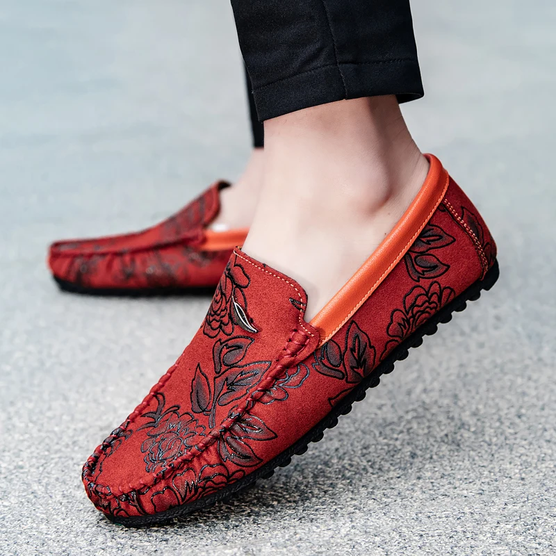 Nigel | Floral Embossed Leather Loafers