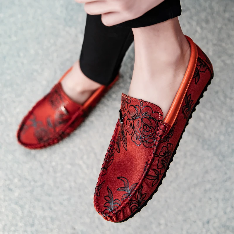 Nigel | Floral Embossed Leather Loafers